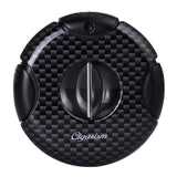 CIGARISM Round V-Cut Cigar Cutter, Carbon Fiber Style Up to 56 Ring Gauge