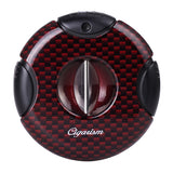 CIGARISM Round V-Cut Cigar Cutter, Carbon Fiber Style Up to 56 Ring Gauge