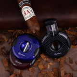CIGARISM Round V-Cut Cigar Cutter, Carbon Fiber Style Up to 56 Ring Gauge