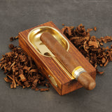 CIGARISM High-end Merbau Golden Copper Lined Cigar Ashtray
