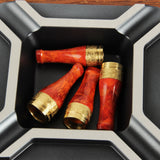 CIGARISM Pure Copper Resin Cigar Mouthpiece Case Nozzle Holder Pipe 4 Sizes (Red)