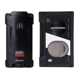 CIGARISM Cassette Style Cigar Cutter Triple Torch Jet Flame Lighter W/Punches Set