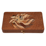 Lion Patterned Sapele Solid Wood Hand Made Cigar Travel Case Box Limited Edition