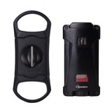 CIGARISM Cigar Lighter V Cutter Set, Triple Torch Jet Flame W/Punches Deep V-cut Combo