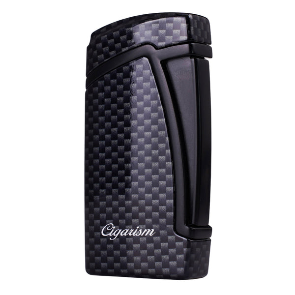 CIGARISM Carbon Fiber Style Cigar Lighter, Double Torch Jet 