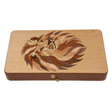 Lion Patterned Sapele Solid Wood Hand Made Cigar Travel Case Box Limited Edition