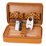 CIGARISM Cedar Lined Cigar Case Travel Humidor Cutter Lighter Set 4 Count
