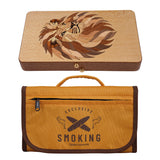 Lion Patterned Sapele Solid Wood Hand Made Cigar Travel Case Box Limited Edition