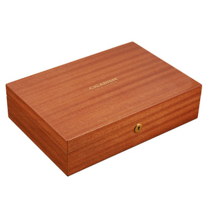 CIGARISM Black Piano Finish Spanish Cedar Lined Cigar Humidor 30 Count