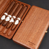 Lion Patterned Sapele Solid Wood Hand Made Cigar Travel Case Box Limited Edition