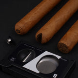 CIGARISM Cassette Style Cigar Cutter Triple Torch Jet Flame Lighter W/Punches Set
