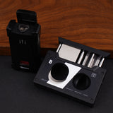 CIGARISM Cassette Style Cigar Cutter Triple Torch Jet Flame Lighter W/Punches Set
