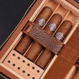 CIGARISM Brown Alligator Pattern Embossed Genuine Leather Cigar Travel Case Humidor (6 Count)