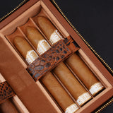 CIGARISM Brown Alligator Pattern Embossed Genuine Leather Cigar Travel Case Humidor (6 Count)