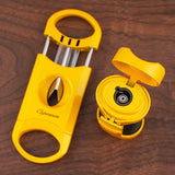 CIGARISM Cigar Lighter Cutter Set Single Torch Flame W/Cigar Punch and Rest