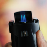 CIGARISM Cassette Style Cigar Cutter Triple Torch Jet Flame Lighter W/Punches Set