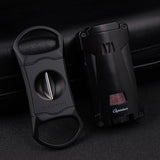 CIGARISM Cigar Lighter V Cutter Set, Triple Torch Jet Flame W/Punches Deep V-cut Combo