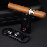 CIGARISM Cigar Lighter V Cutter Set, Triple Torch Jet Flame W/Punches Deep V-cut Combo