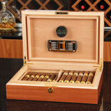 CIGARISM Black Piano Finish Spanish Cedar Lined Cigar Humidor 30 Count