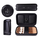 CIGARISM Cigar Travel Case Humidor Bag, Italian Oil Wax Leather Spanish Cedar Accessory Pouches, Holds 4 to 5 Cigars