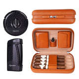 CIGARISM Cigar Travel Case Humidor Bag, Italian Oil Wax Leather Spanish Cedar Accessory Pouches, Holds 4 to 5 Cigars