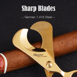 CIGARISM Hand-Polished Stainless Steel Blades Small Size Cigar Cutter, Cigar Scissors, 24k Gold Plated