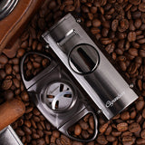 CIGARISM Cigar Lighter Cigar Cutter Set, Large Ring Straight-Cut, Table Top 4-Torch Flame Robot Style