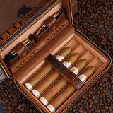 CIGARISM Crocodile Style Genuine Leather Cigar Travel Case Humidor Lighter Cutter Set 4 Count