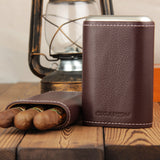 CIGARISM Genuine Leather Cedar Lined Cigar Travel Holder Case 3 Count