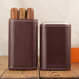 CIGARISM Genuine Leather Cedar Lined Cigar Travel Holder Case 3 Count