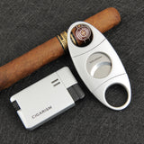 CIGARISM Metal Plating Cigar Lighter Cigar Cutter Set