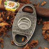 CIGARISM Copper Flower Carving Vintage 2 Blades Cigar Cutter (Bronze)