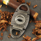 CIGARISM Copper Flower Carving Vintage 2 Blades Cigar Cutter (Bronze)