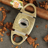 CIGARISM Copper Flower Carving Vintage 2 Blades Cigar Cutter (Bronze)