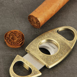 CIGARISM Copper Flower Carving Vintage 2 Blades Cigar Cutter (Bronze)