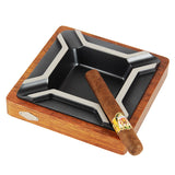 CIGARISM Large Square Merbau Zinc Alloy Cigar Ashtray Decoration (4-Count)