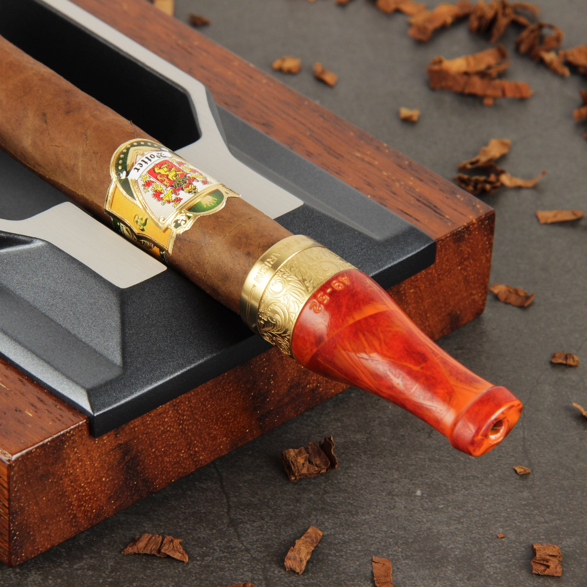 Portable Cigar Mouthpiece Four Sizes Resin Metal Mouthpiece Gift